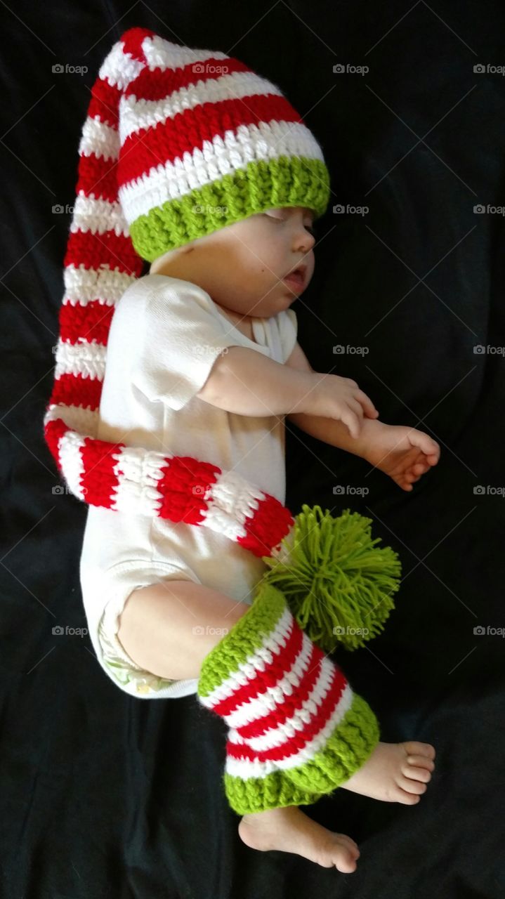 High angle view of cute baby