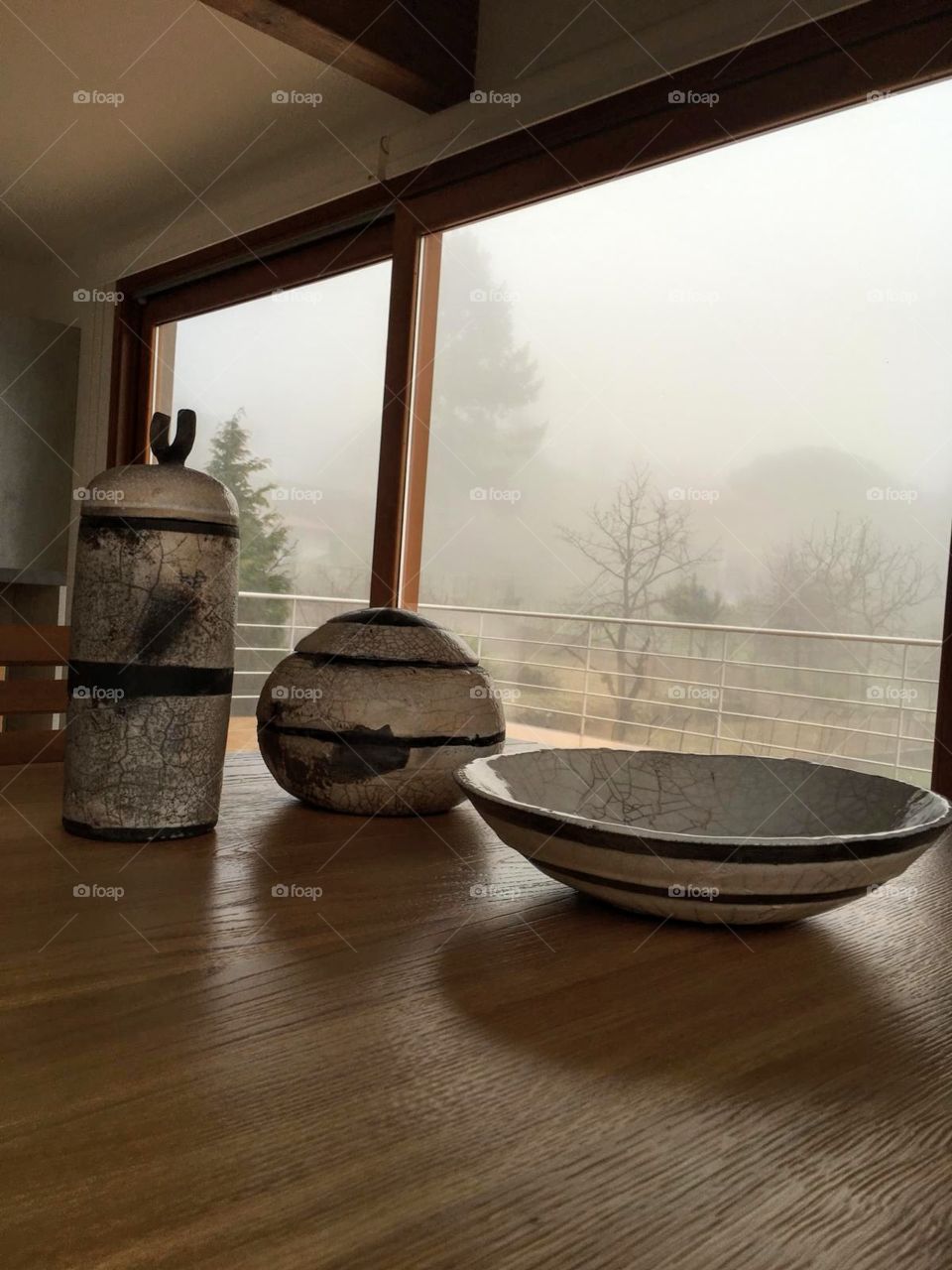 Three raku vases in the home of a friend of mine who lives near the crater of the volcano Etna. The four elements air, Earth, water and fire are in the volcano and in the raku ceramics. i4elementi.it