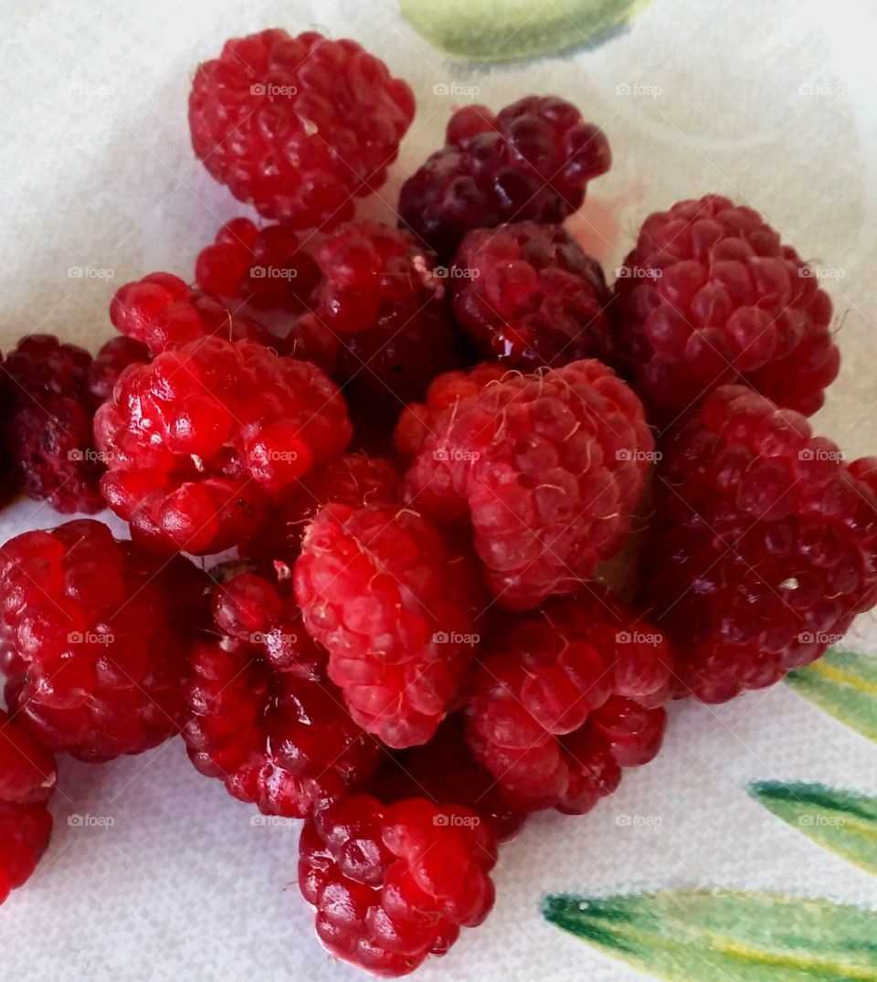 Ecological raspberries from the garden.
