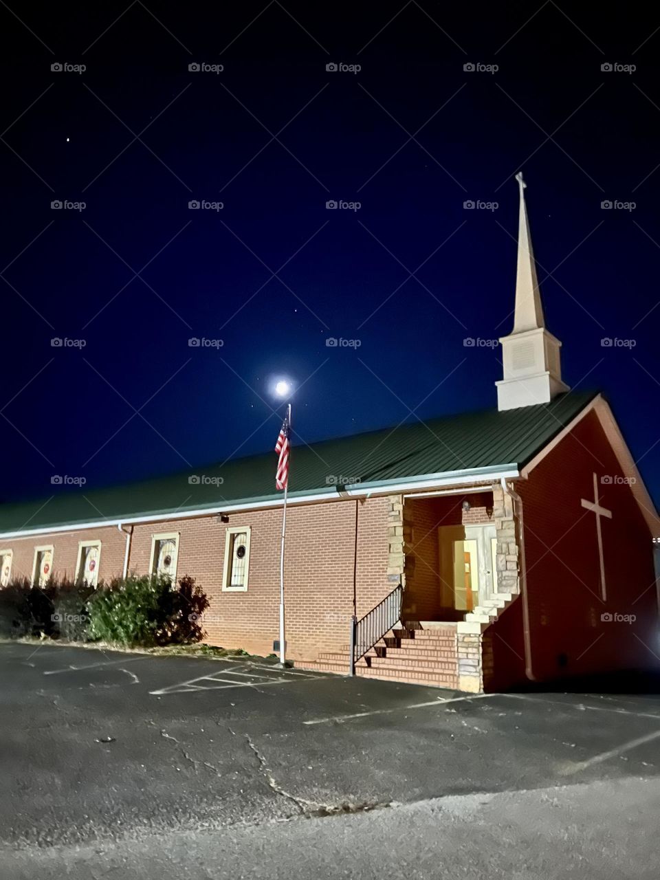 Rural Moonlit Church 
