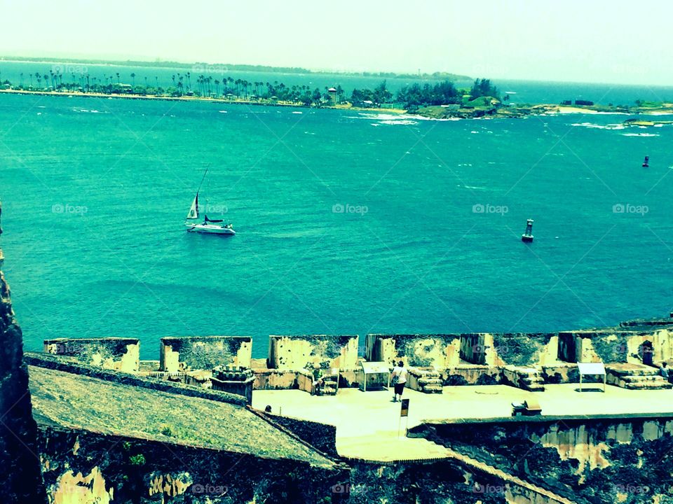 Protected Harbor. The view of San Juan harbor from the top of El Morro fort in Old San Juan.