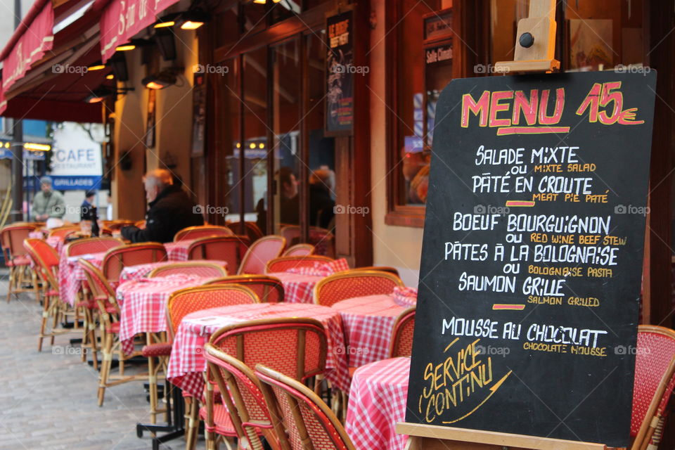 A restaurant beside the street in Paris,France