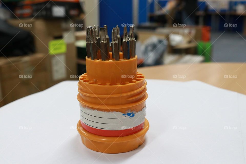 Photo of a sharp, steel screwdriver tip