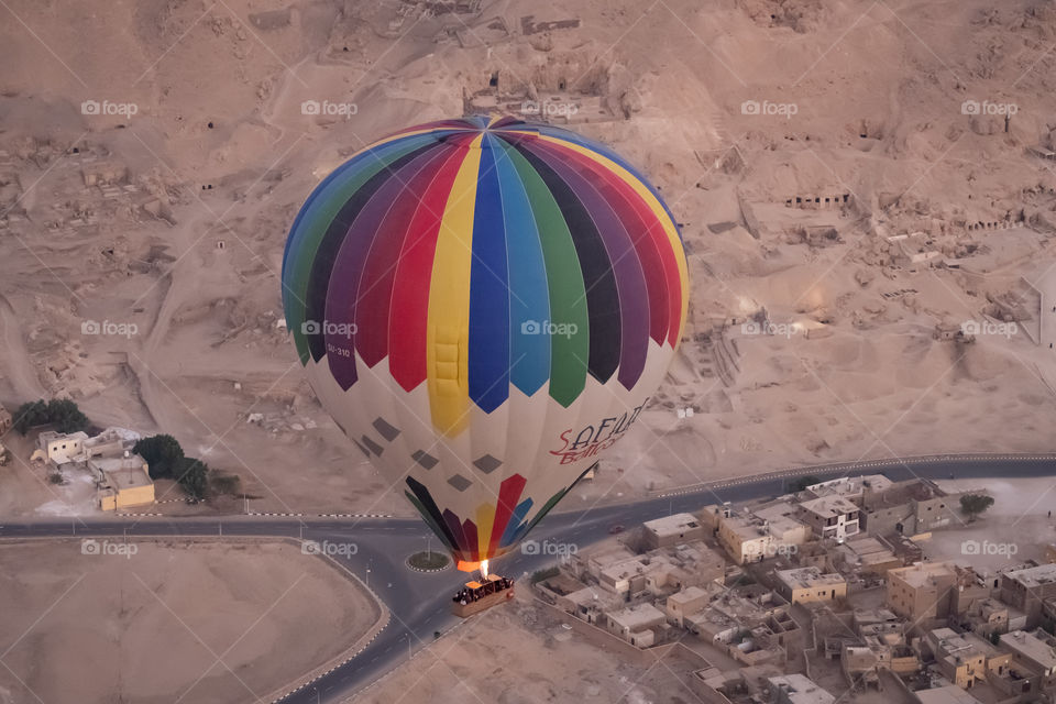 Balloon float over Luxor city Egypt