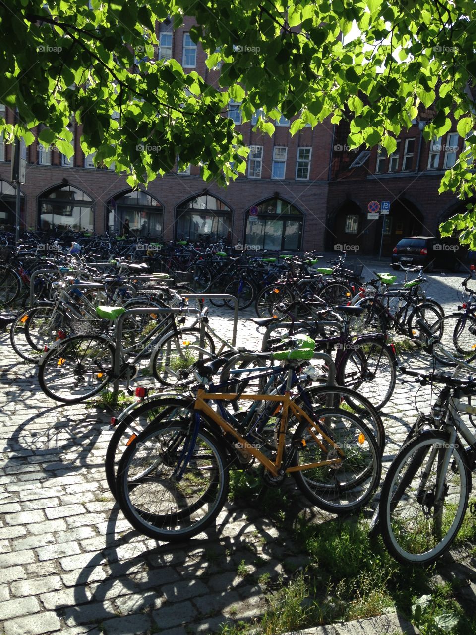 bicycle parking in a train station.  A to B connections