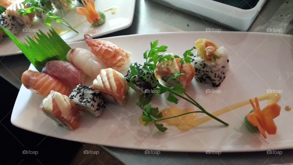 Sushi, Salmon, Fish, Seafood, Rice