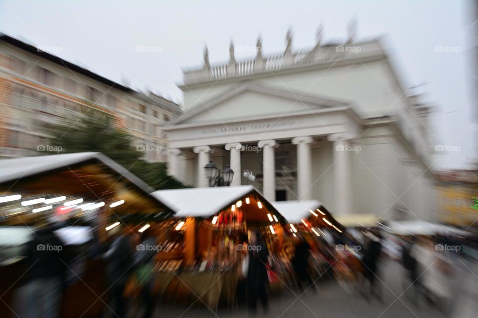 Christmas markets in the city of Trieste, photo with zoom effect