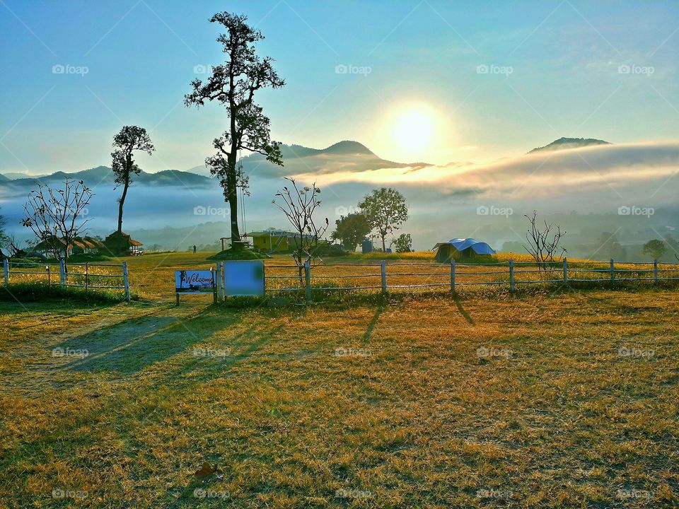 Beautiful sunrise in the morning at countryside.