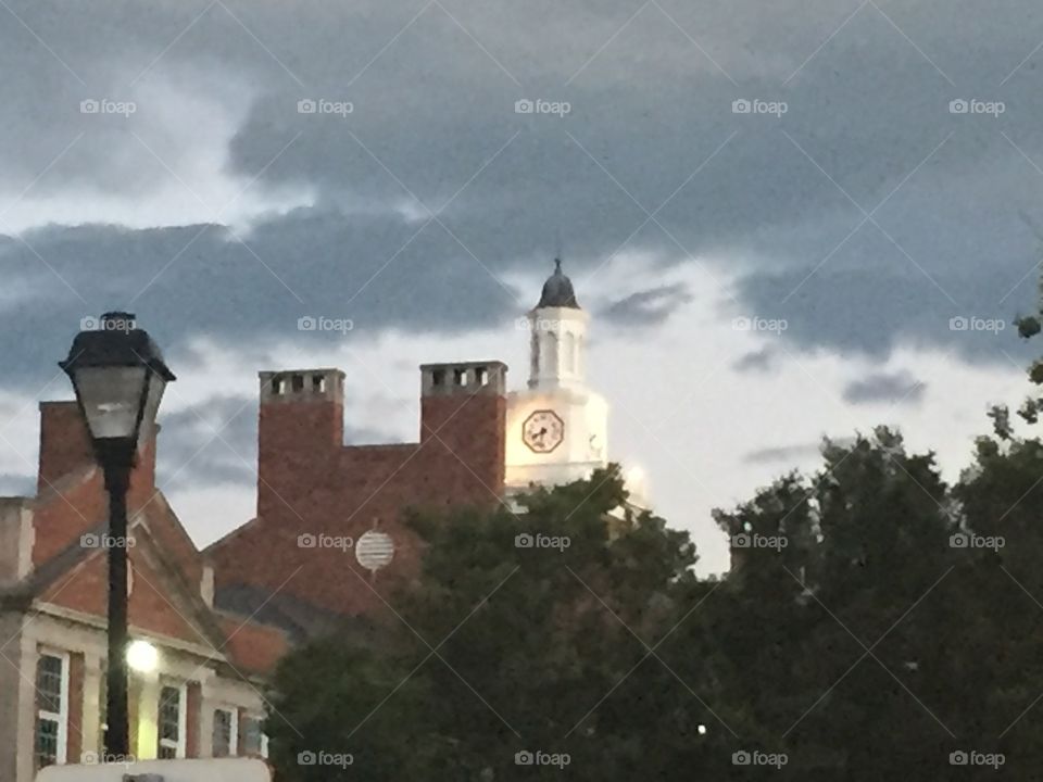 Clocktower
Brighton High School 
Sunset
Clouds rolling in. 