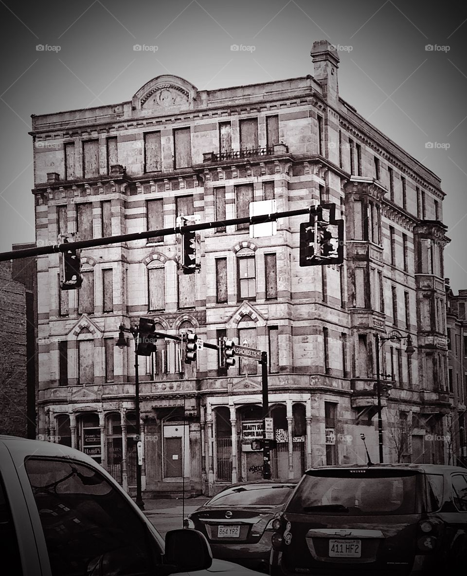 Abandoned . This abandoned building was in a prime city location.  We wondered why it had been left to waste. 