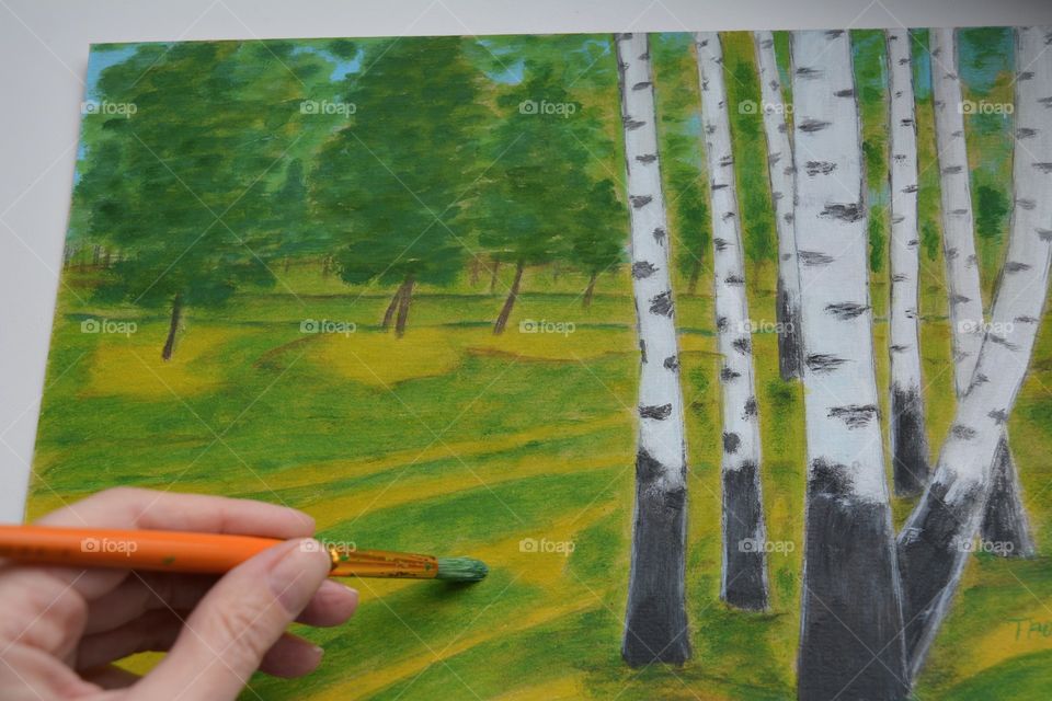 painting picture nature trees