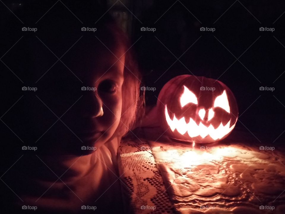 Portrait of girl with halloween