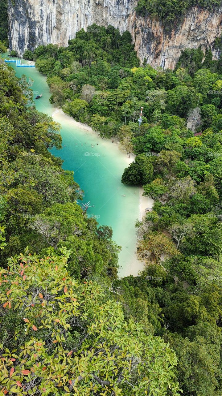Bird eyes view of idyllic beach in Thailand, Hong Island in Krabi Province