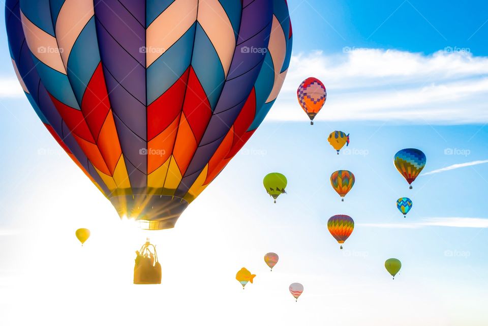 Hot air balloon festival sunrise ascent in Reno, NV