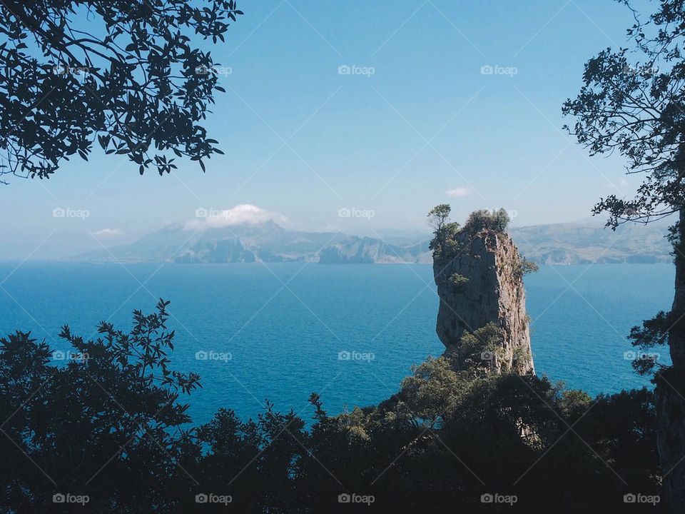 View of blue sea and mountains