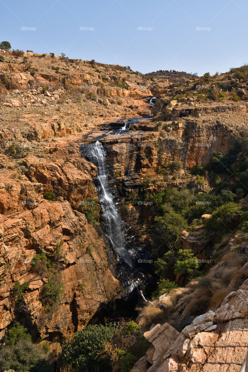 Natural Rocky Terrain Ravine Waterfall, Rustenburg, South Africa