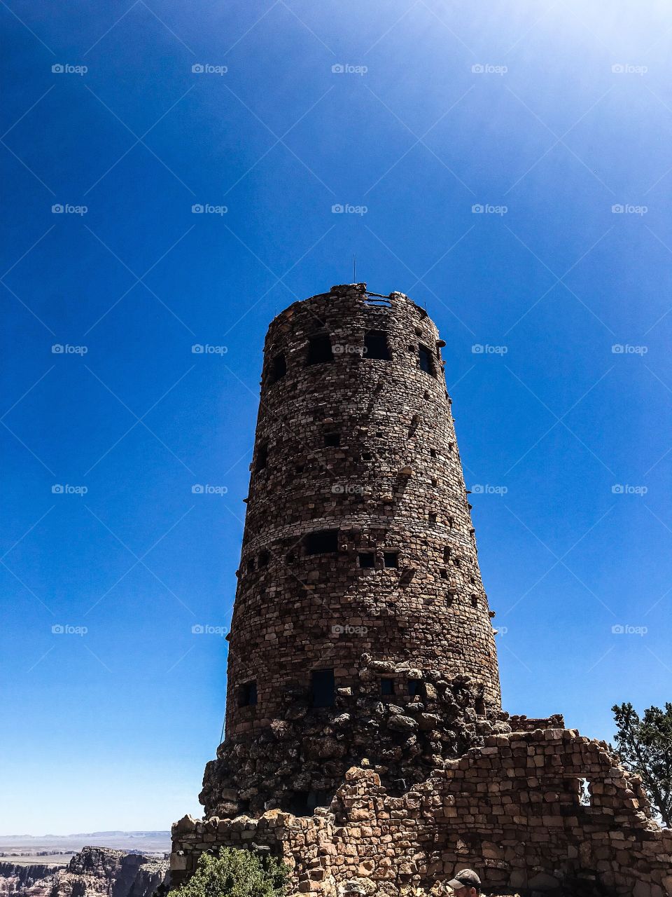 Historic watchtower at rim of Grand Canyon 