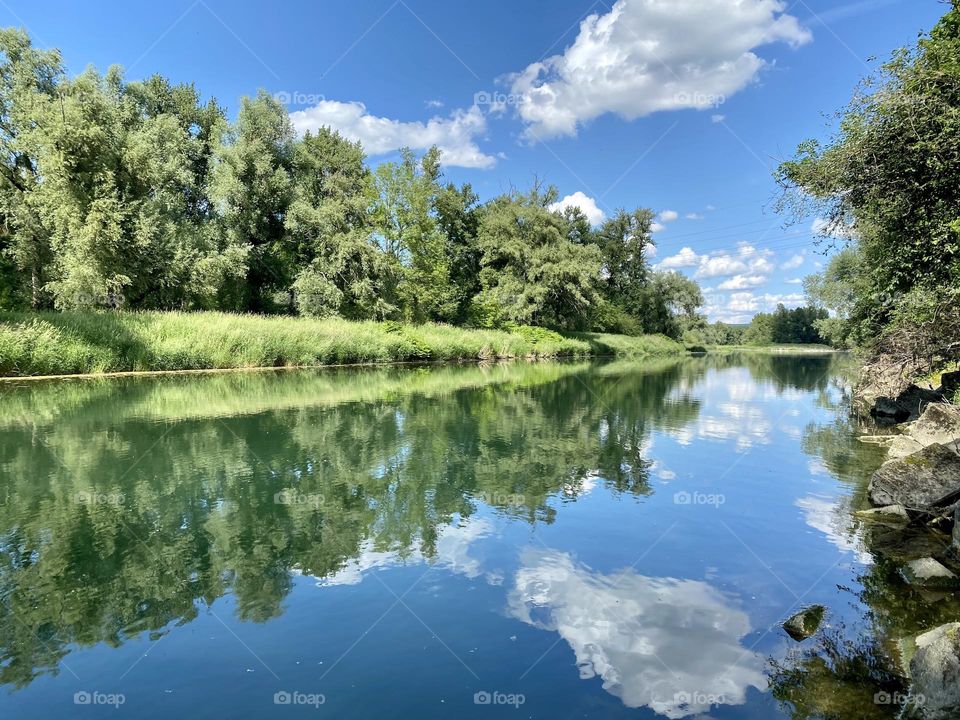 water landscape grass and clouds 
