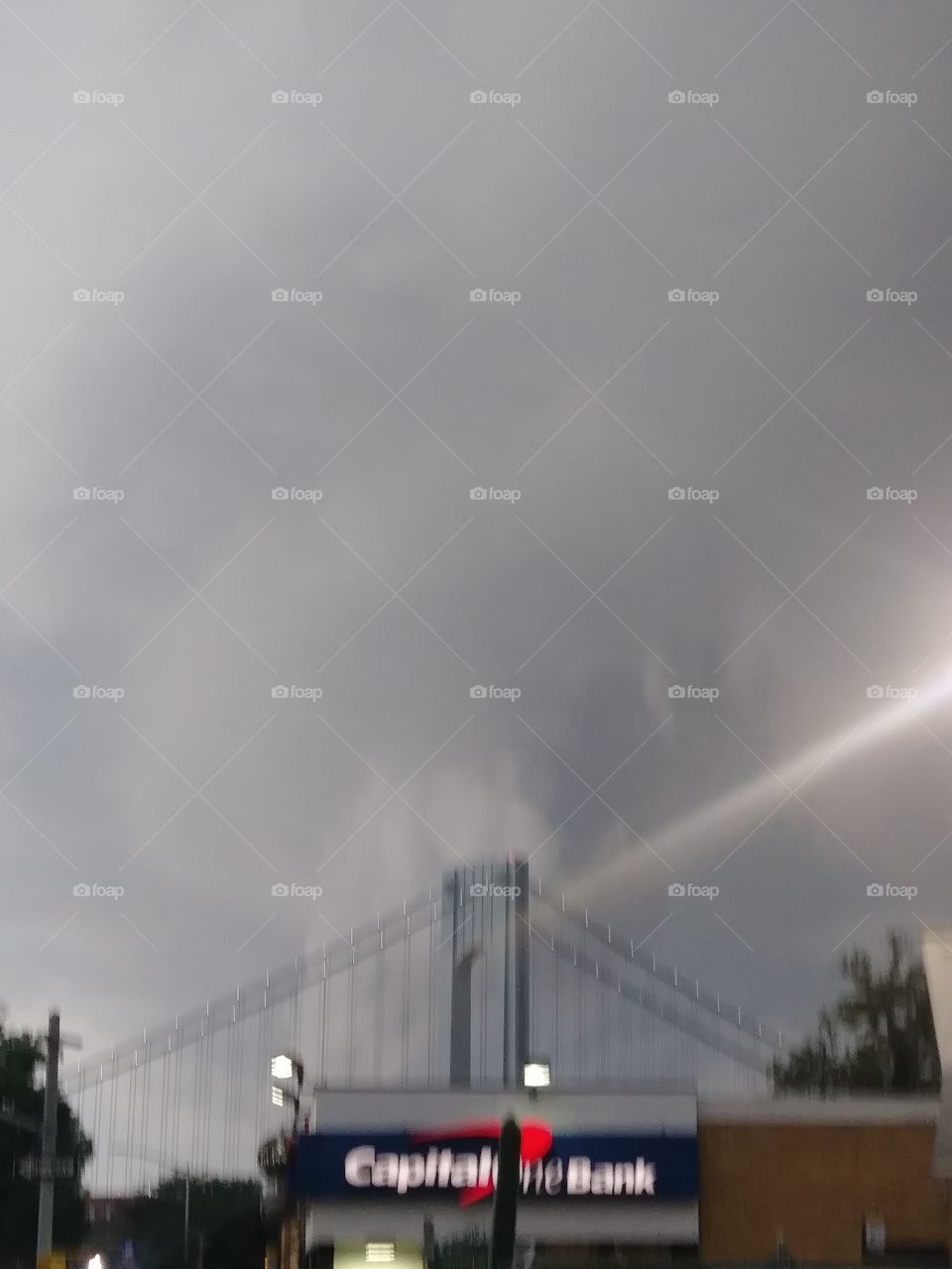 grey stormy sky Verrezano bridge