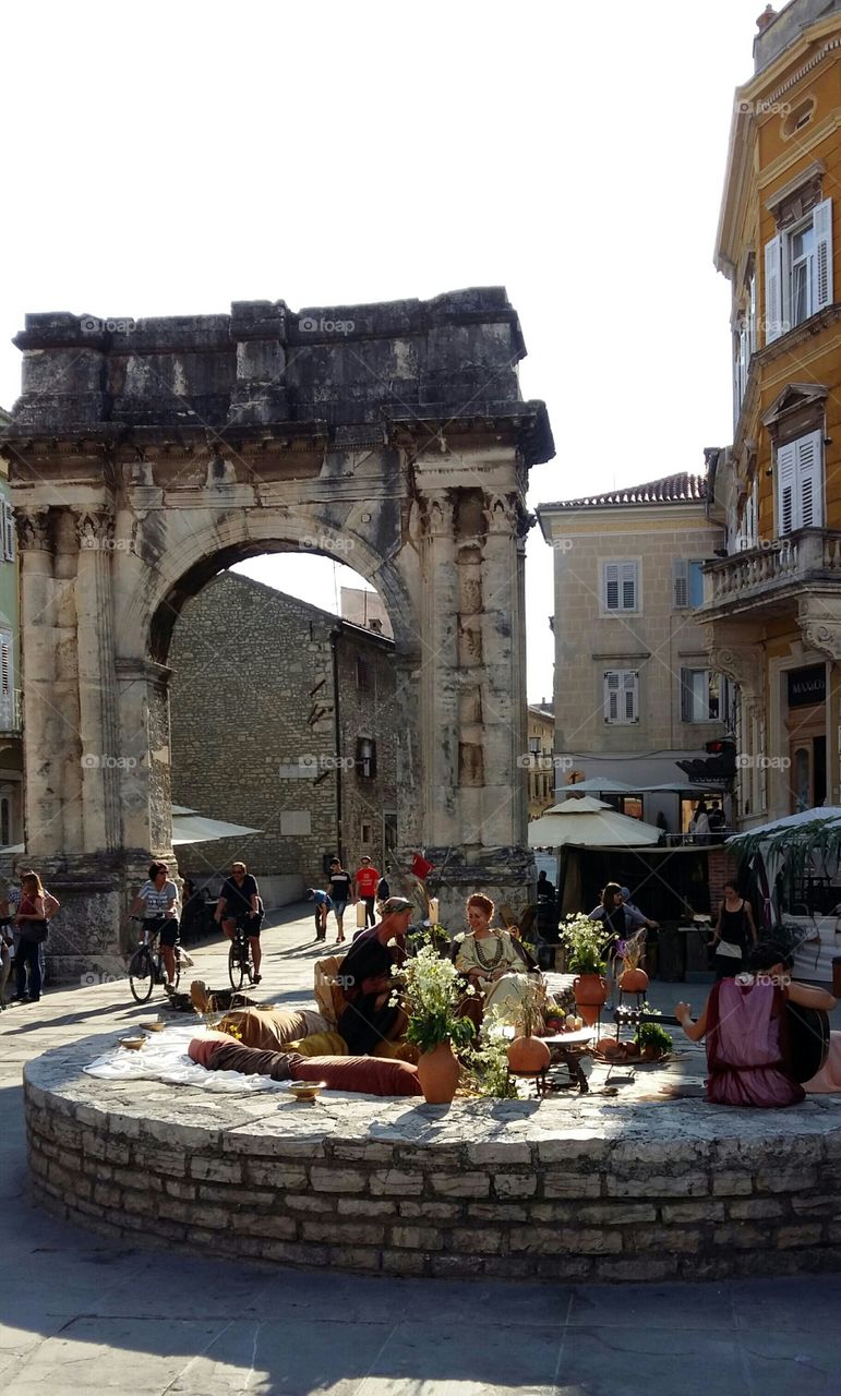 setting in roman street festival on Pula, Istria Croatia
