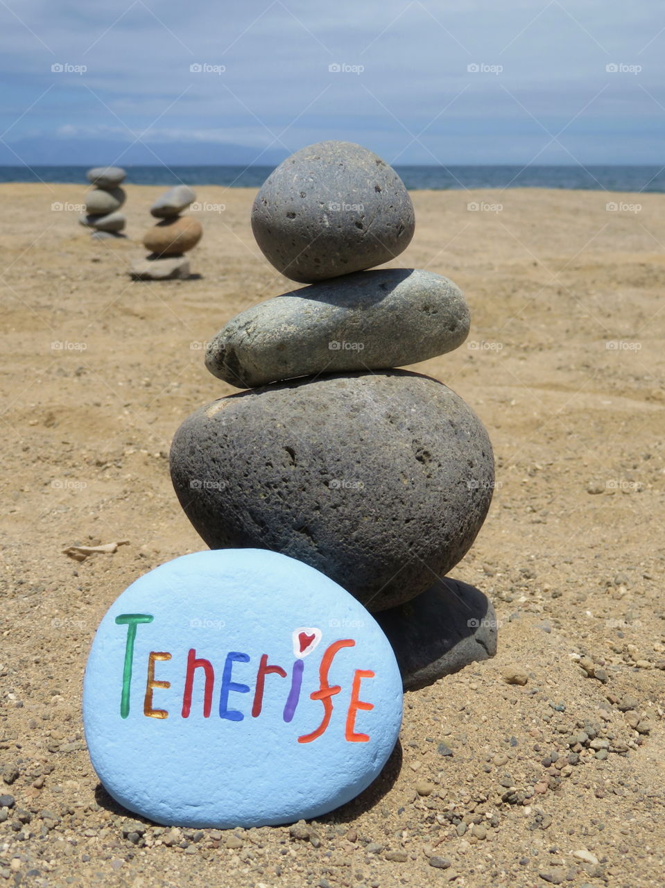 Tenerife island, souvenir with stones on the beach