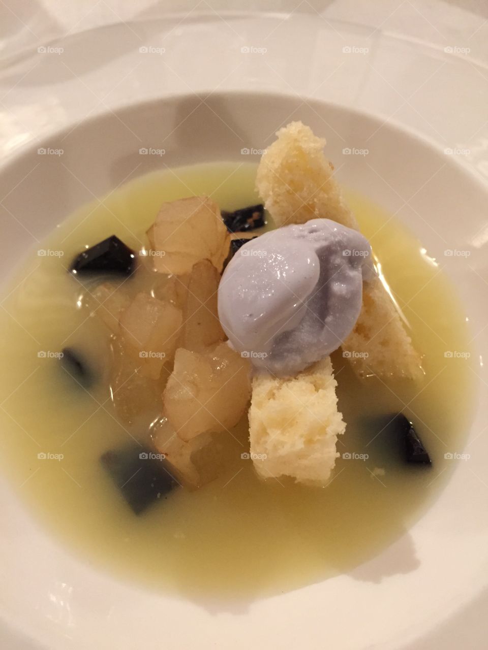 Apple strudel with lavender ice cream