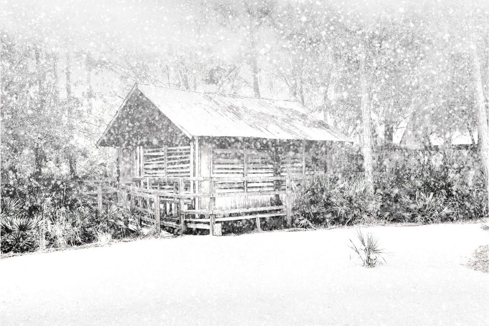 Log cabin in a blizzard .cabin