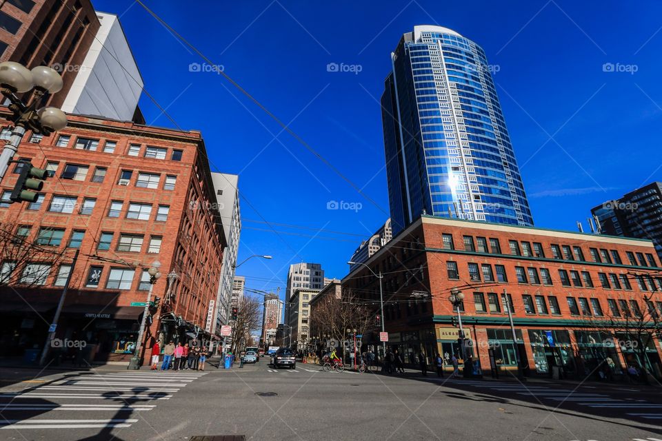 Intersection in downtown Seattle Washington USA 