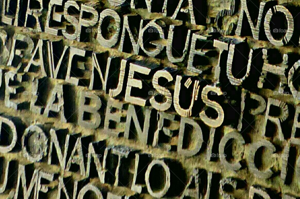 Close-up of Jesus text