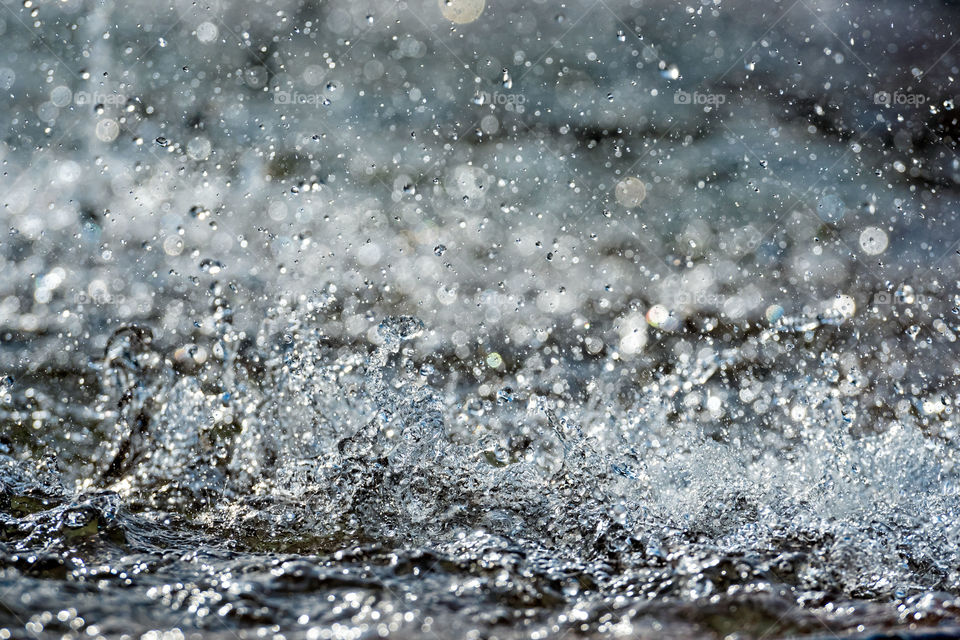 close up of rain splashes