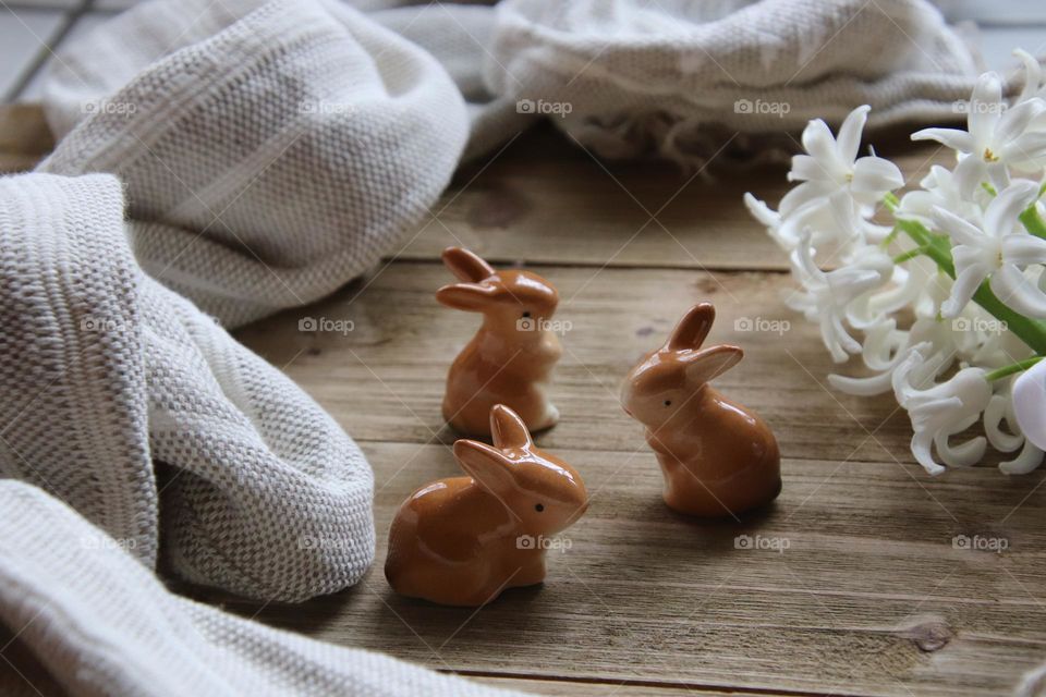 Spring Bunny decor with flowers 