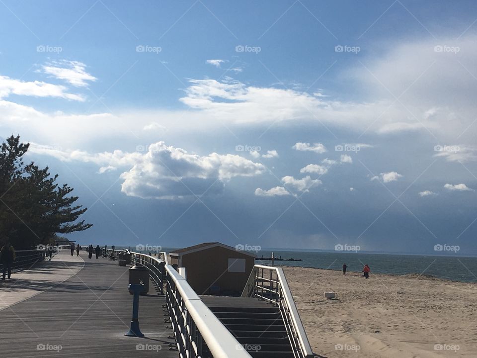 Beautiful clouds in the sky from the beach,