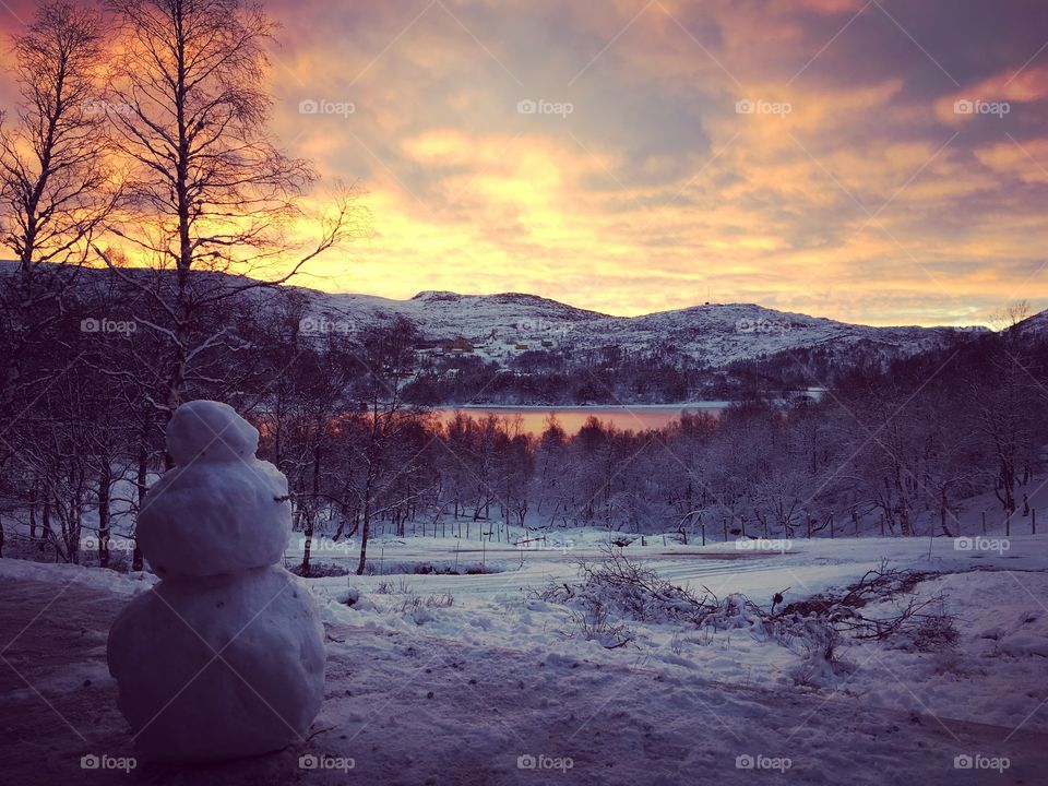 View of winter during sunset
