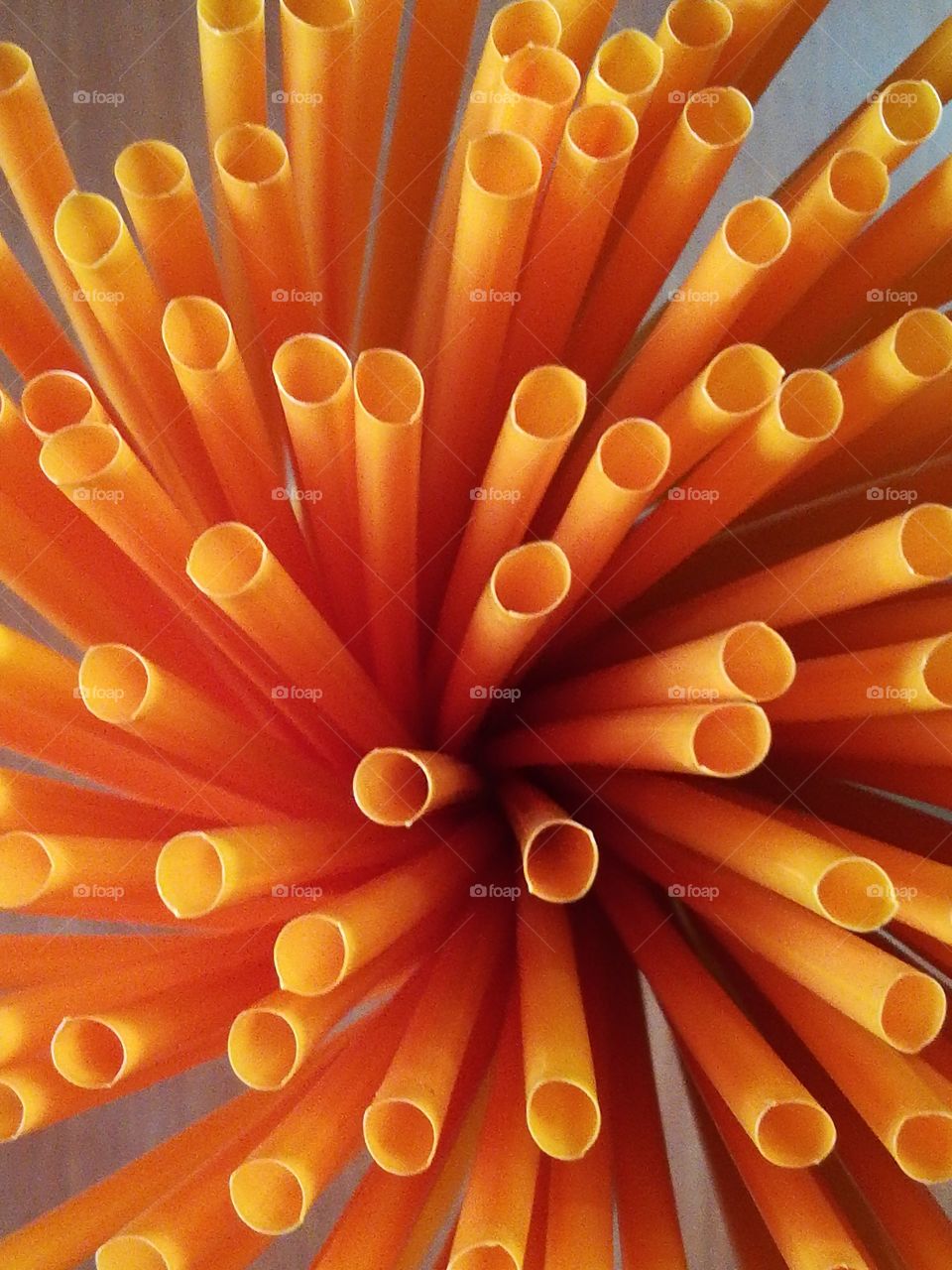 High angle view of straws