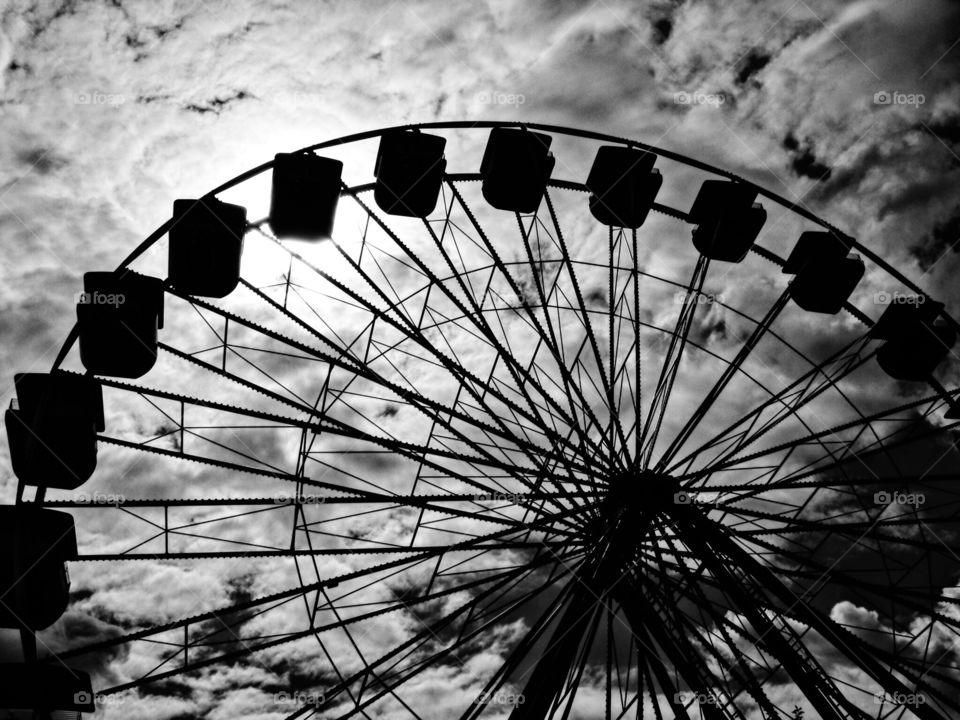 Ferris Wheel At Amusement Park, Monochrome Amusement Park Photography, Abandoned Amusement Park Ferris Wheel 