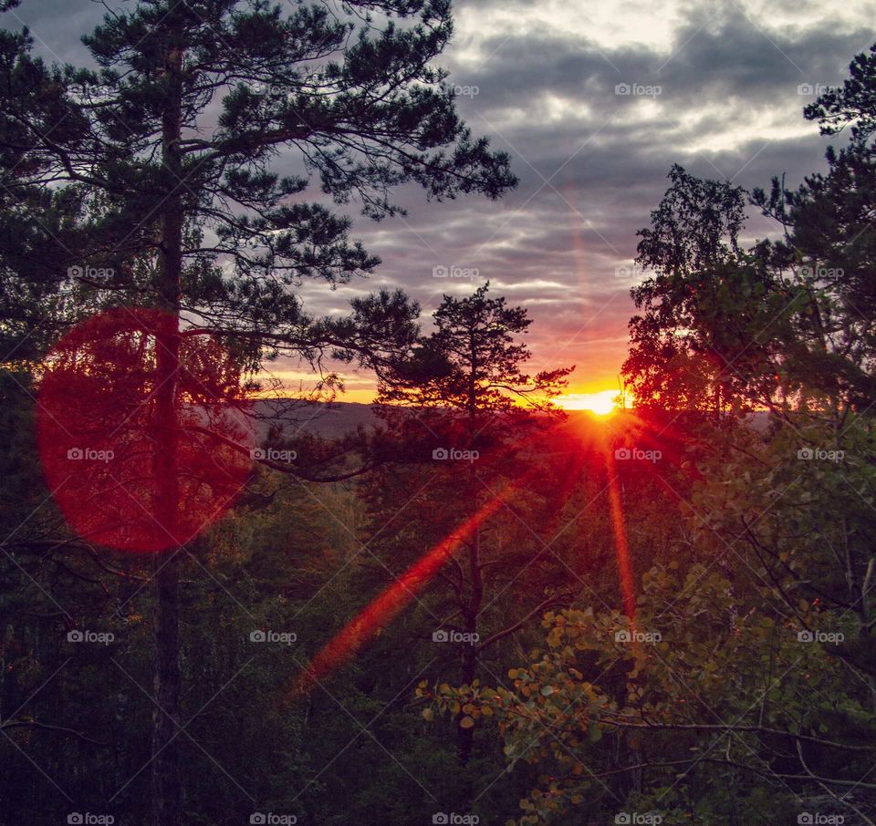 summer sunset in the mountains