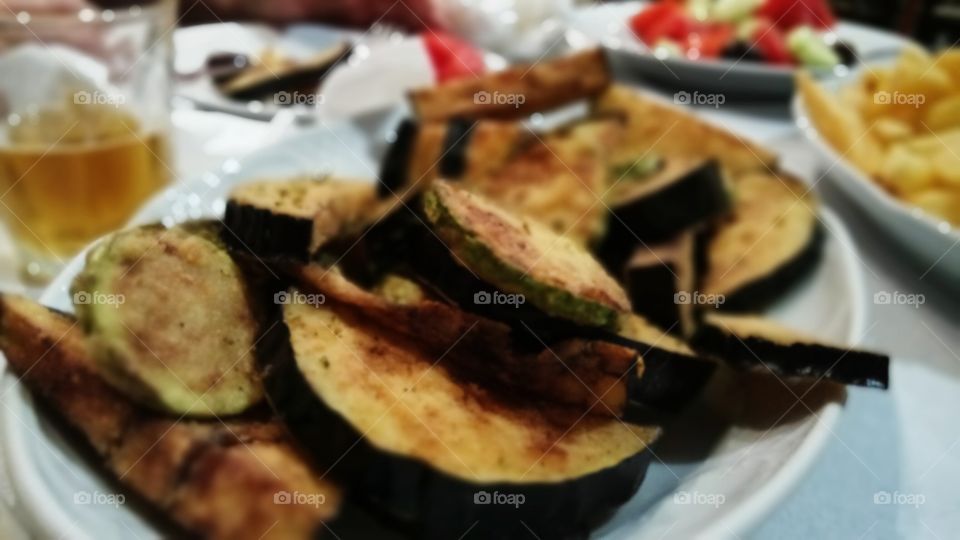 Fried vegetables(pumpkins and eggplants) a traditional dish in Greece