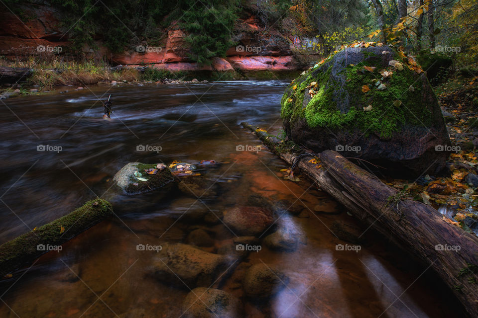 River Amata. Stream. Autumn color.