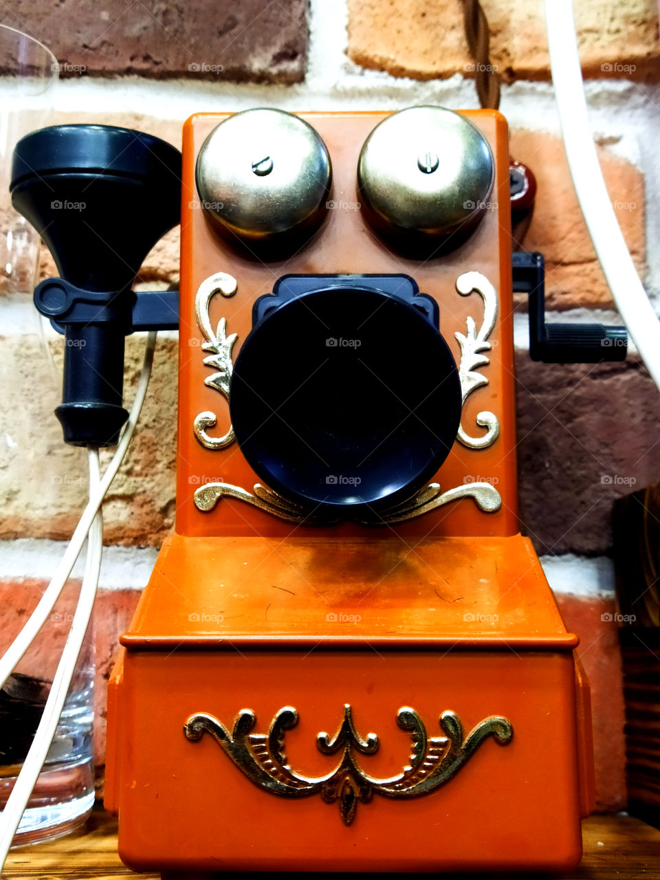 Antique telephone with eyes "and" nose "