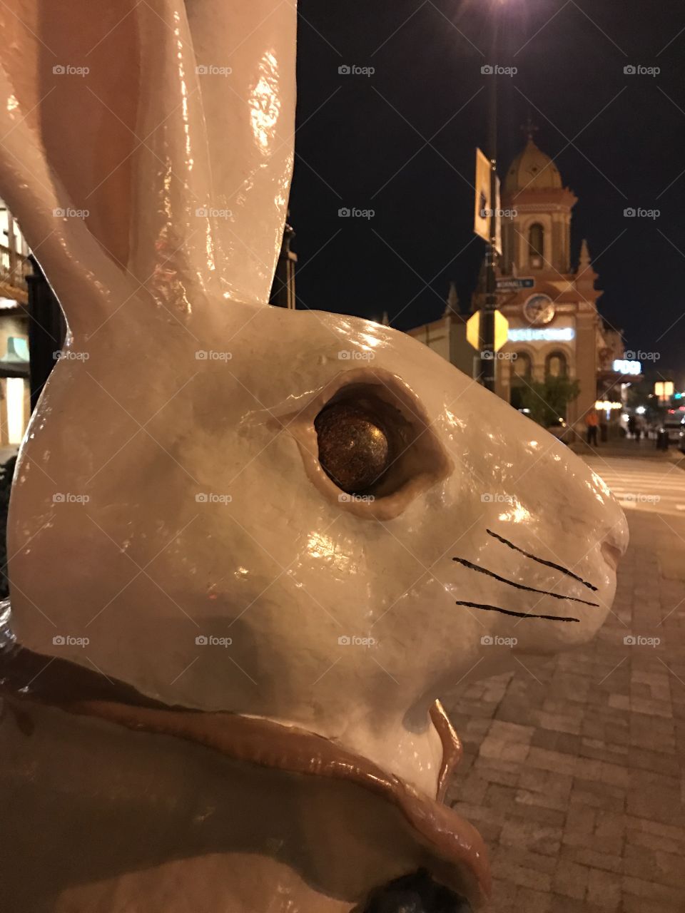 Creepy bunny statue