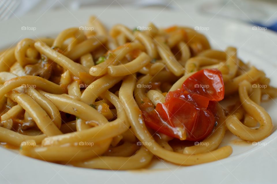 Extreme close-up of pasta