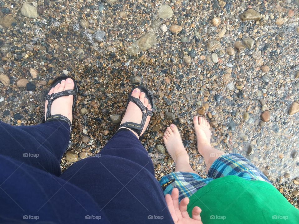 Feet on the shores of Lake Michigan 