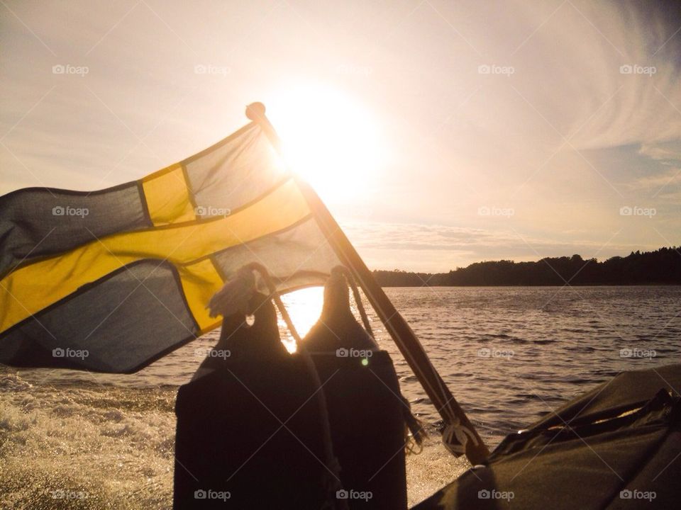 Boat Swedish flag 