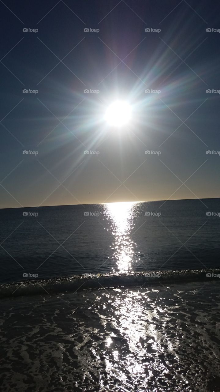 Morning sun shining on Mediterranean sea