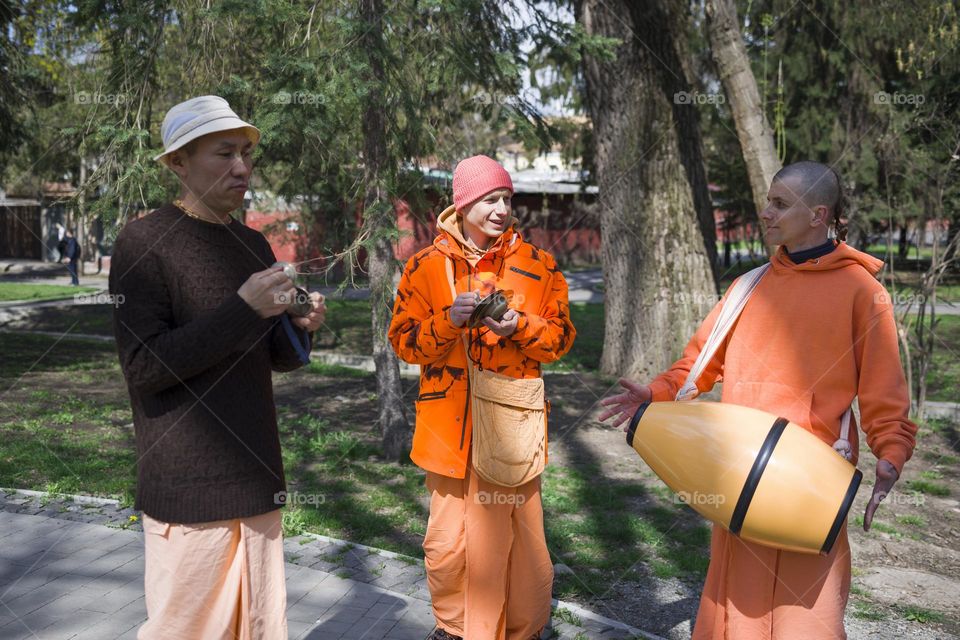 members of Hare Krishna chanting and dancing