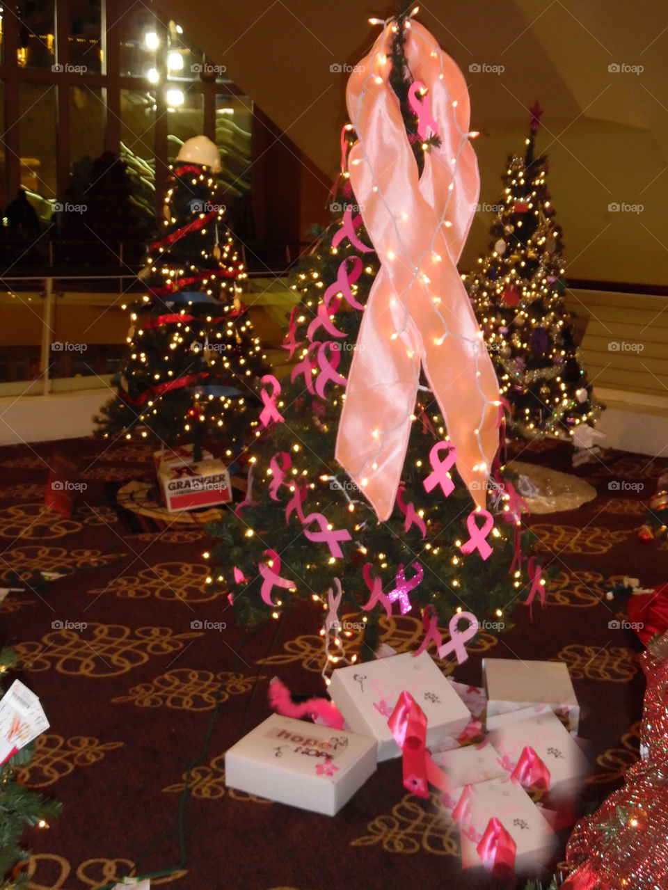 Pink ribbon Christmas tree