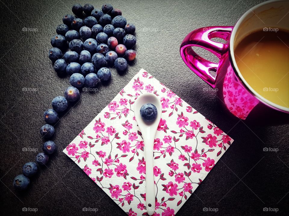 coffee time and blueberry