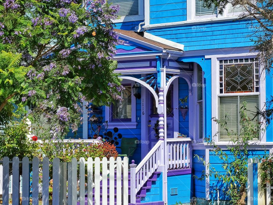 Beautiful Blue Home. Bright Blue Home In Alameda, California
