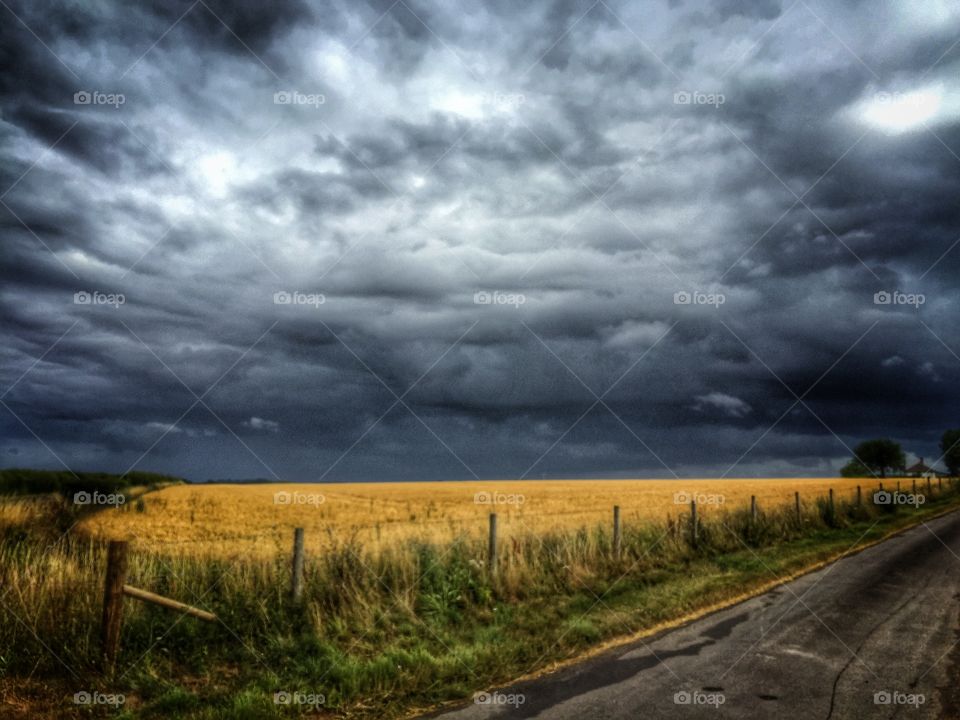 Storm over farmland 