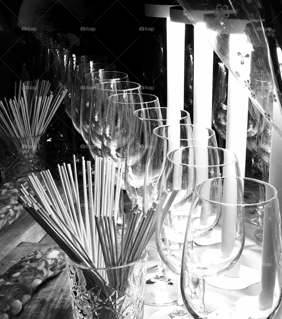 Glass Items, No Person, Glass, Monochrome, Decoration